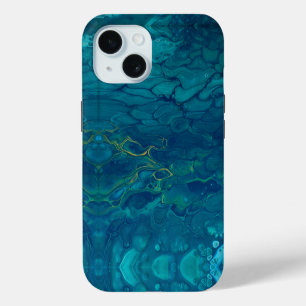 Marbre bleu et jaune Abstrait Mosaic Fluid Art