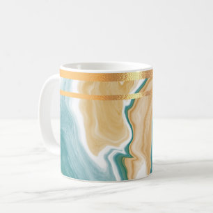 Marbre bleu et Mug de café doré