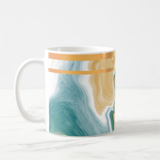 Marbre bleu et Mug de café doré (Gauche)