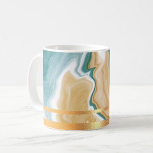Marbre bleu et Mug de café doré