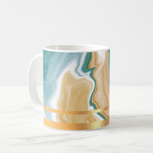 Marbre bleu et Mug de café doré (Devant gauche)