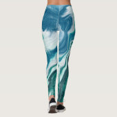 Marbre bleu et turquoise liquide Art Leggings (Dos)