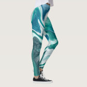 Marbre bleu et turquoise liquide Art Leggings (Droite)