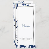 Marbre bleu marine, argent et blanc - menu personn (Devant / Derrière)
