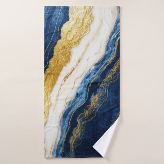 Marbre bleu marine de luxe et feuille d'or (Serviette de bain)