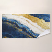 Marbre bleu marine de luxe et feuille d'or (Serviette de bain)