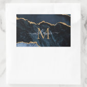 Marbre bleu marine or Nom personnalisé Autocollant (Sac)