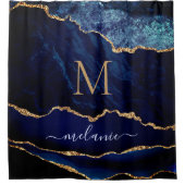 Marbre bleu or marine Nom personnalisé Rideau de d (Devant)