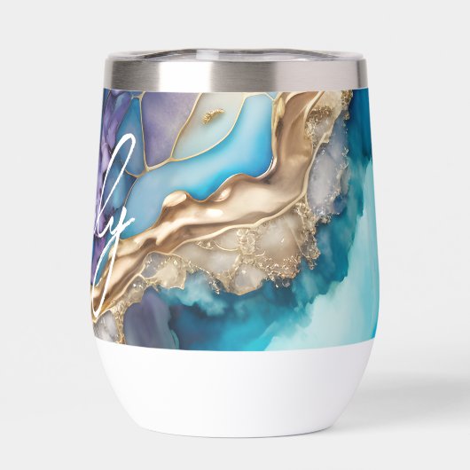 Marbre bleu or moderne Nom personnalisé (Arrière)