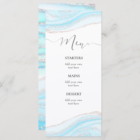 marbre bleu pastel Menu (Devant / Derrière)