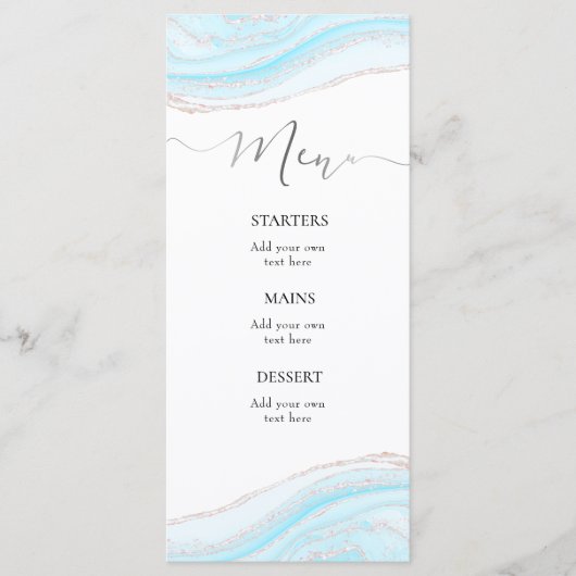 marbre bleu pastel Menu (Devant)