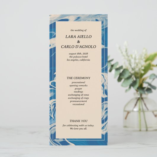 Marbre bleu Programme moderne de mariage côtier (Debout devant)