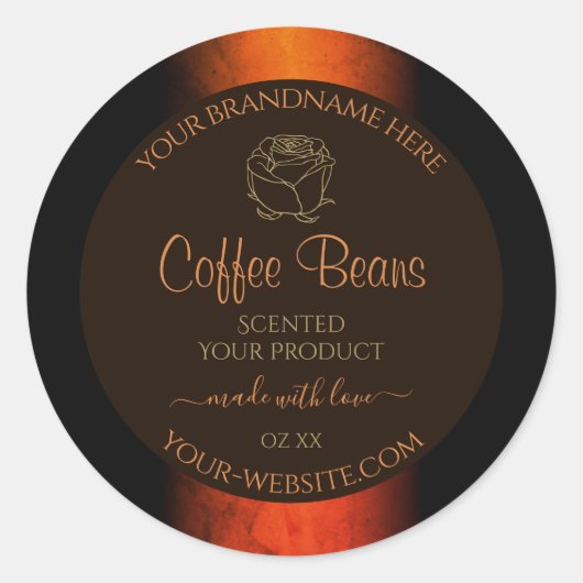 Marbre Brown orange brillant Étiquettes Floral (Devant)