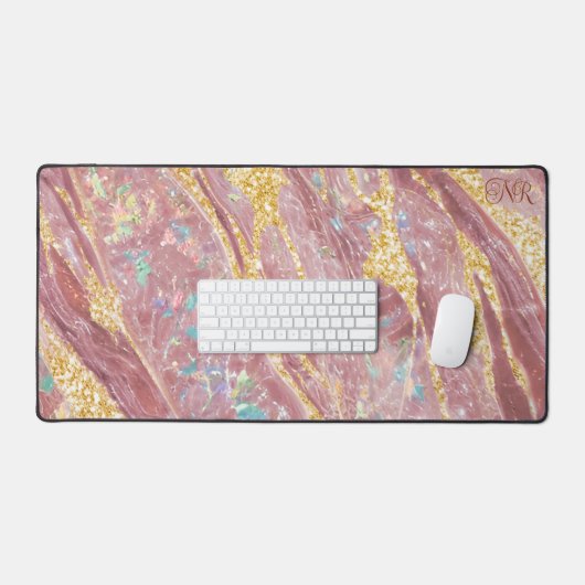 Marbre clair Opal & Parties scintillant or Monogra (Clavier et souris)