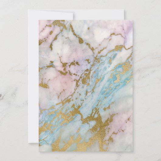 MARBRE CLASSIQUE PASTEL BLEU OR TRIM INVITATION (Dos)