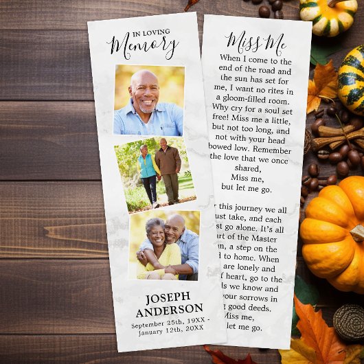 Marbre commémoratif 3 Photo Signet de prière funér