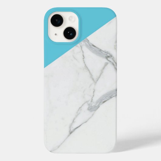 Marbre coque iphone de protection bleu marine 14 1 (Verso)