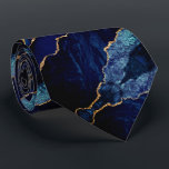 Marbre Cravate bleu marine Parties scintillant or<br><div class="desc">Cravate avec Agate Marine Blue Gold Gemstone Marble Geode Parties scintillant Étincelle Anniversaire - Anniversaire ou Mariage Cravates / Cadeau - Personnalisé - Ajouter votre lettre / ou nom - Texte / plus - Faire votre cadeau spécial - Redimensionner et déplacer ou ajouter du texte / des éléments avec outil...</div>
