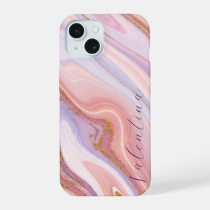 Marbre de baie rose violet paillettes dorées perso