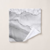 Marbre de bain à monogramme argenté en agate blanc (Gant de toilette)