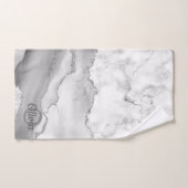 Marbre de bain à monogramme argenté en agate blanc (Serviette à main)