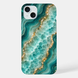 Marbre de luxe en agate turquoise avec veines d'or