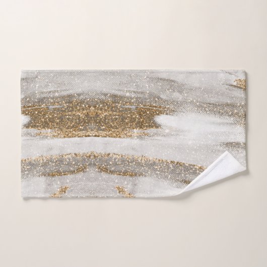 Marbre de luxe Gold Strokes blanc et gris (Serviette à main)