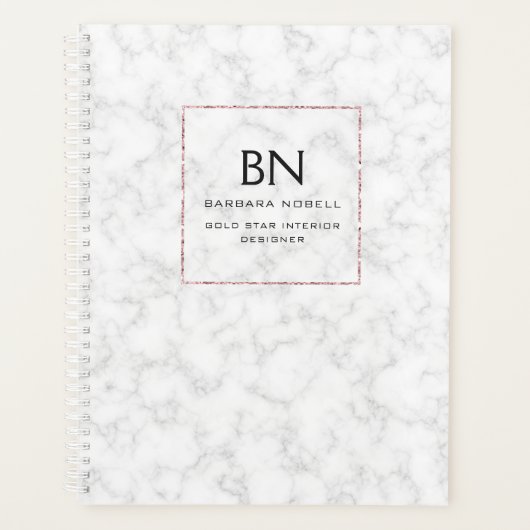 Marbre de luxe Rose Gold Designer Planner (Devant)
