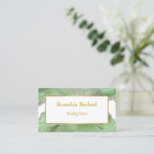 MARBRE DESIGN VERT OR BLANC CARTE DE VISITE (Debout devant)