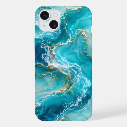 Marbre d'Océan Turquoise de Luxe avec Vagues de Fe (Verso)