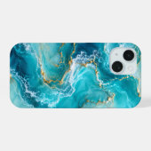 Marbre d'Océan Turquoise de Luxe avec Vagues de Fe (Verso Horizontal)