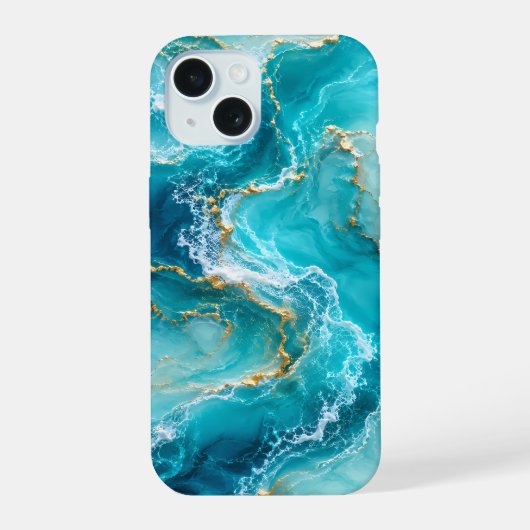 Marbre d'Océan Turquoise de Luxe avec Vagues de Fe (Verso)