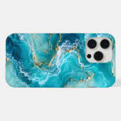 Marbre d'Océan Turquoise Luxe avec Vagues de Feuil (Verso Horizontal)