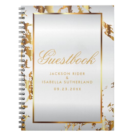 Marbre d'or et Satin blanc - Livre d'or (Devant)