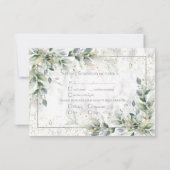 Marbre d'or floral blanc gris clair moderne RSVP (Dos)