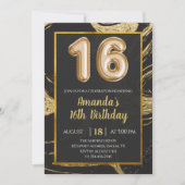 Marbre d'or foncé Invitation 16e anniversaire (Devant)