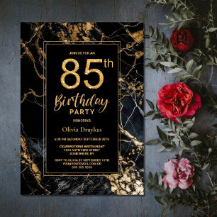 Marbre d'or noir 85e anniversaire Invitation de fê