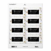 Marbre d'or noir Adresse de retour Étiquettes RSVP (Feuille entière)