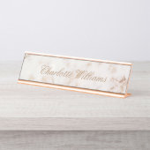marbre d'or rose élégant script bureau plaque d'id (Devant)