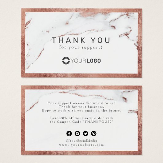 Marbre d'or rose moderne luxe affaires merci (Devant & derrière)