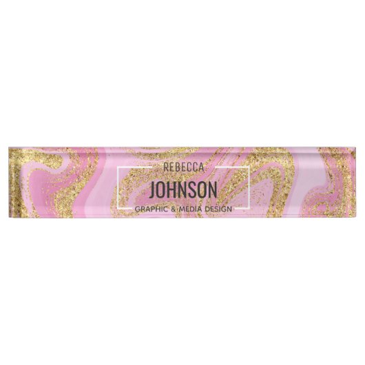 Marbre d'or rose moderne - Plaque de bureau (Devant)
