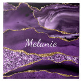 Marbre d'or violet Nom personnalisé Carreaux en cé (Devant)
