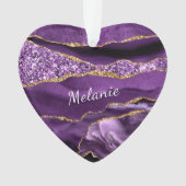Marbre d'or violet ornement de Noël Nom personnali (devant)
