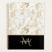 Marbre doré et blanc avec luxe de monogramme noir (Devant)