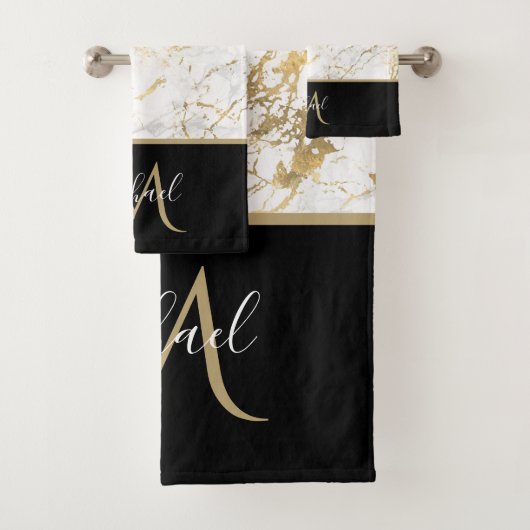 Marbre doré et blanc avec luxe de monogramme noir (En situation)