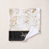 Marbre doré et blanc avec luxe de monogramme noir (Gant de toilette)