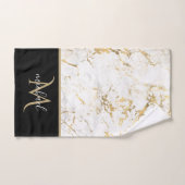 Marbre doré et blanc avec luxe de monogramme noir (Serviette à main)