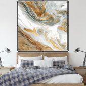 Marbre doré et gris Flow – Art mural abstrait (Insitu(Chambre))