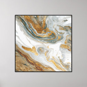 Marbre doré et gris Flow – Art mural abstrait