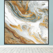 Marbre doré et gris Flow – Art mural abstrait (Insitu (Plancher de Bois))